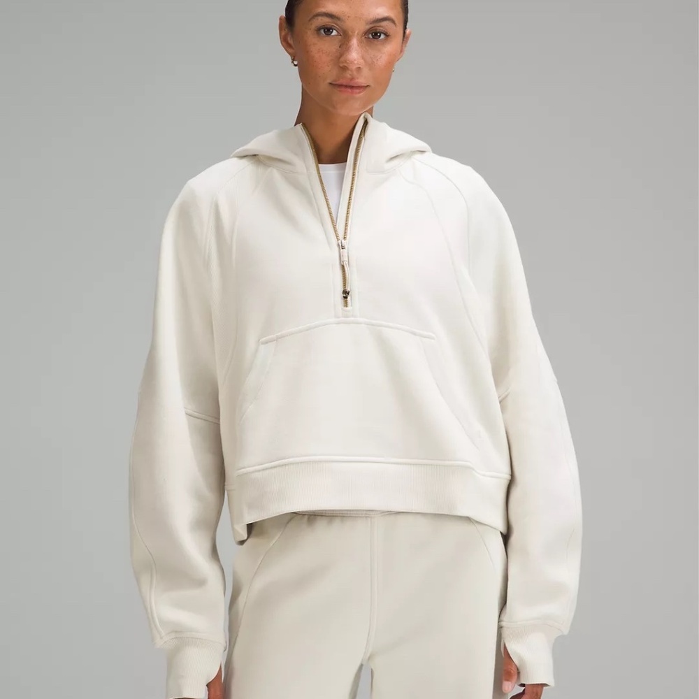 lululemon Scuba Oversized Half-Zip Hoodie Bone w/Gold Zipper M/L NWT